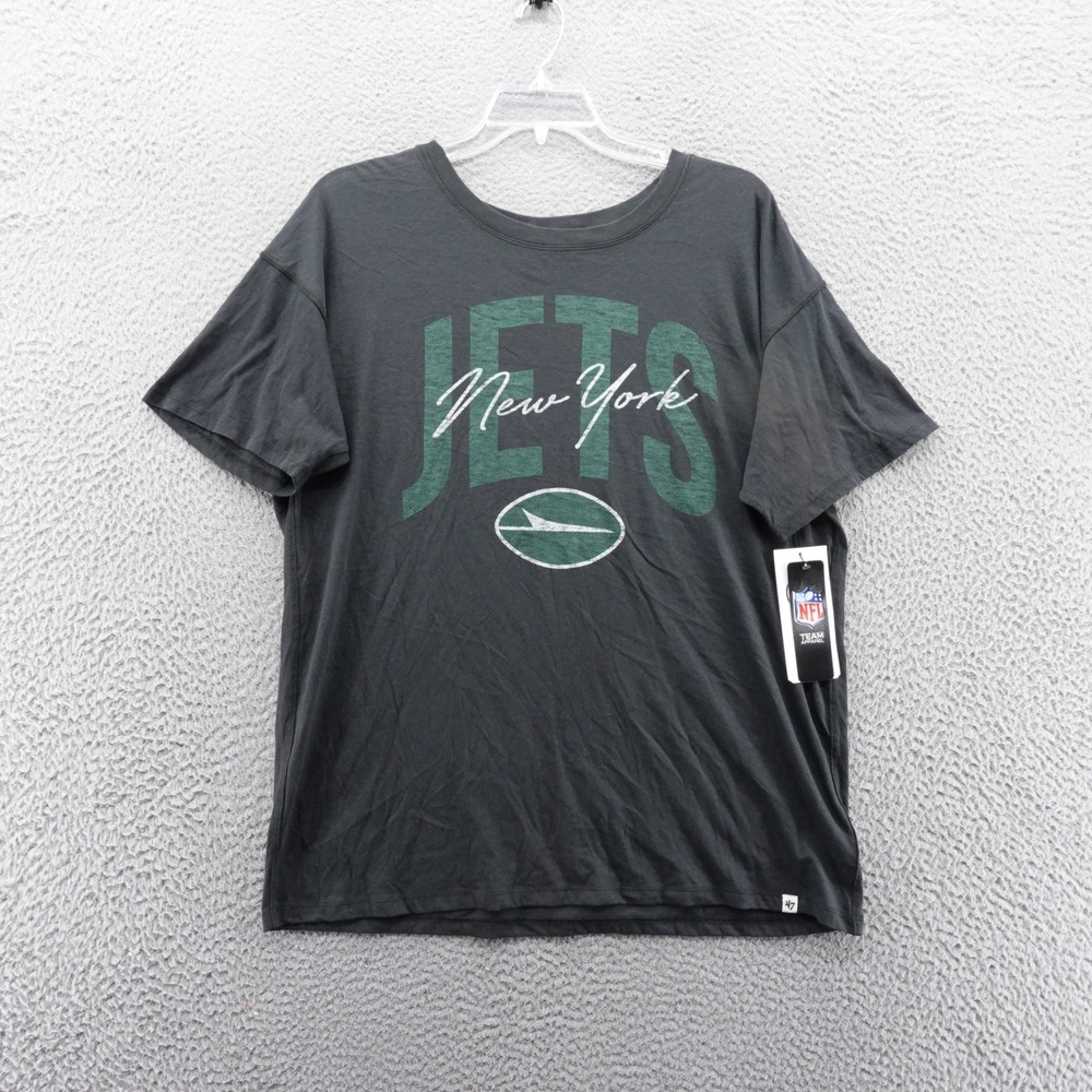 New York Jets NFL 47 Brand Womens‎ T Shirt Top Crew Neck Black Large NWT